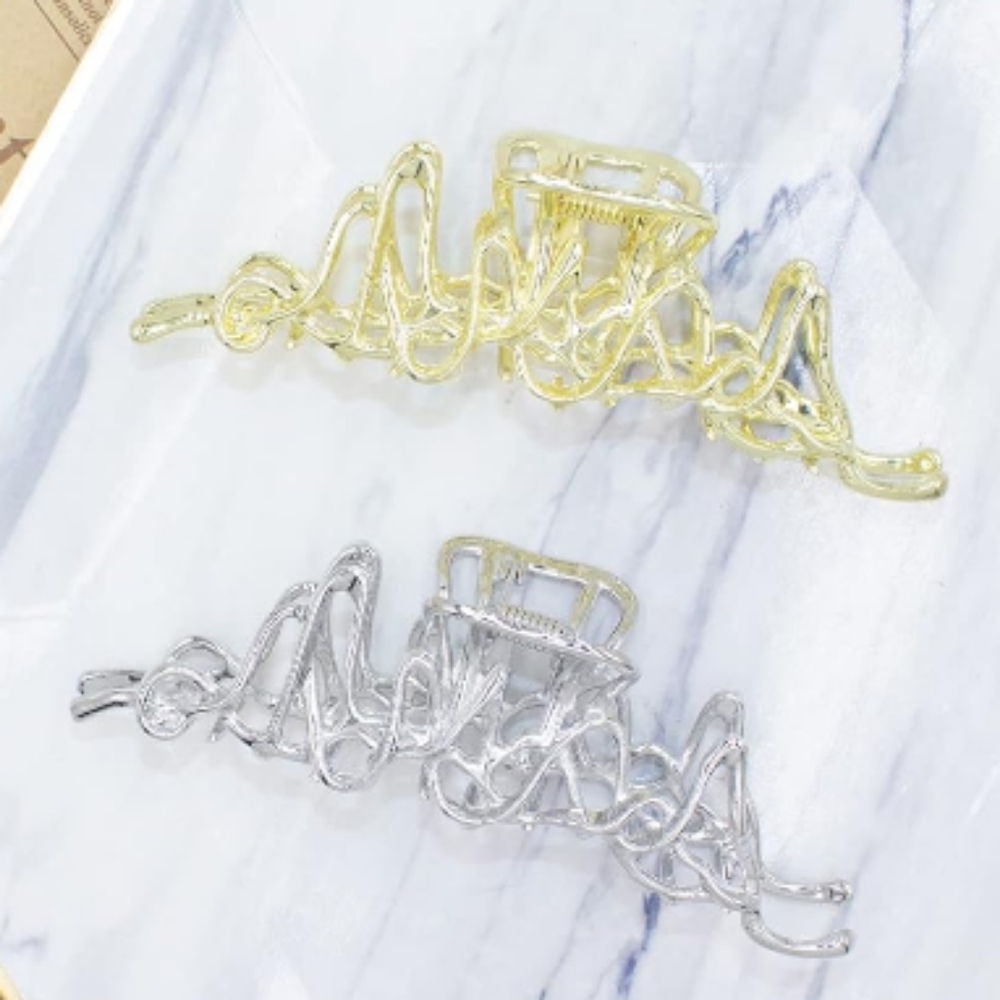 Brinie Set of 2 Metal Hair Claw Clips 4.3 inch Gold + Silver NWT